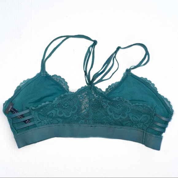 Aerie Lace Racerback Bralette, Green Medium - Picture 2 of 7